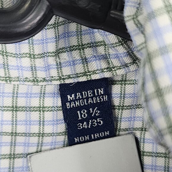 Mens Eagle Shirtmakers Blue Green Plaid Shirt Button Down Long Sleeve Size 18.5 - Picture 4 of 8